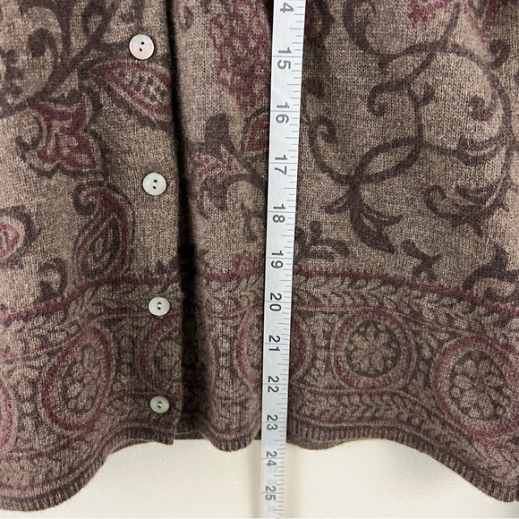 Lambswool Angora Hair Floral Paisley Natural Tones Button Down Cardigan Sweater - Picture 11 of 11